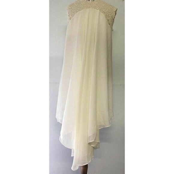 Dress the Population Womens Ivory Crochet Asymmetrical Camilla Dress Size L - Picture 7 of 7